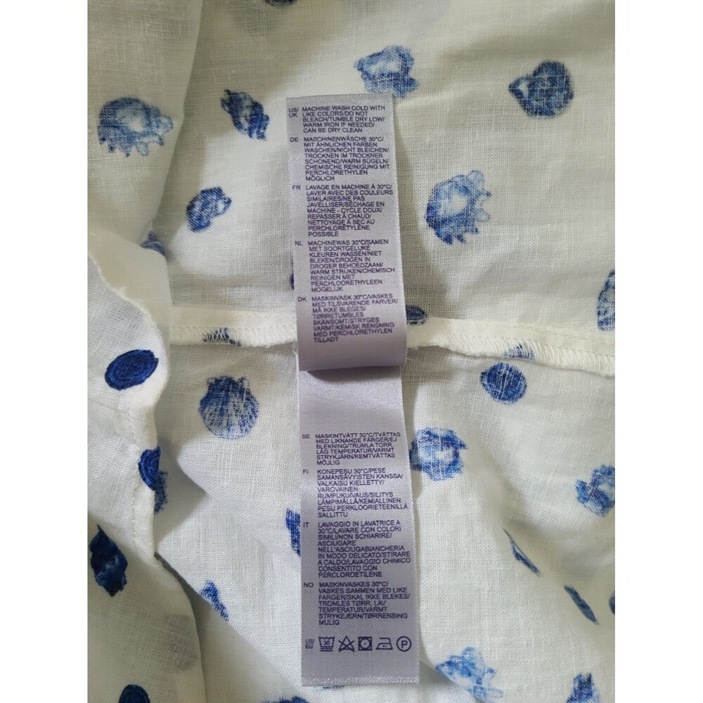 NWT NYDJ Womens Linen Cotton Nautical Button-Down Shirt White Sea Blue Size S - Picture 5 of 5